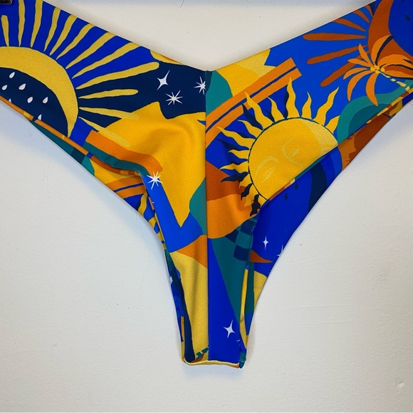 SKATIE NEW Mandi Cheeky Bikini Bottom in Palermo Print Blue Orange Sz Large - Picture 7 of 9